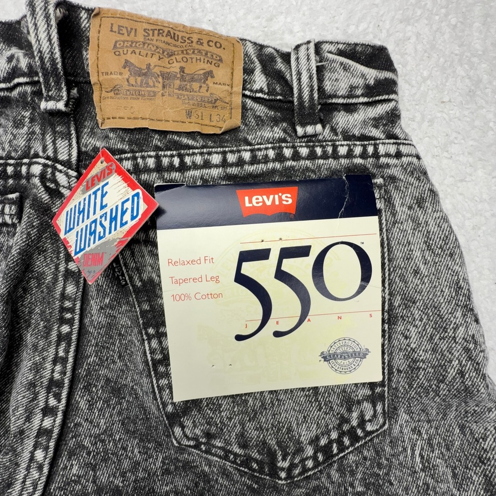 Vintage Levis 550 Relaxed Fit Tapered Leg Acid Wash Jeans Mens 31x34 Made in USA